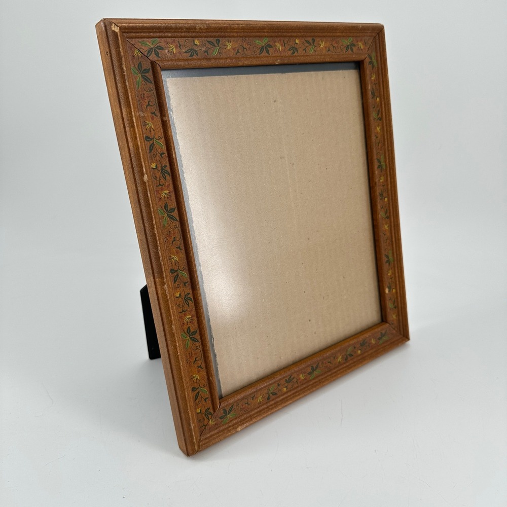 Burnes of Boston Wood Picture Frame Floral Vine Hand Painted 8x10 Tabletop